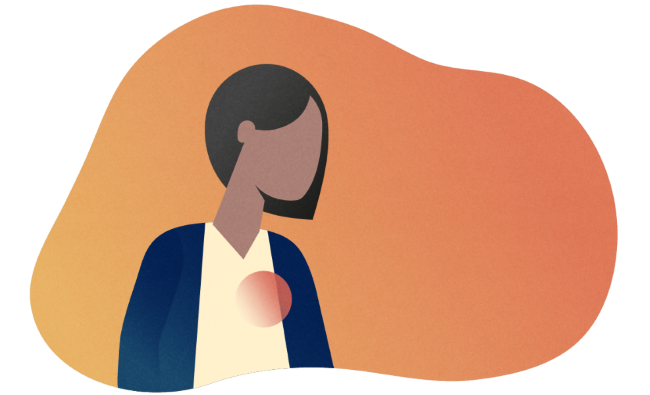 Migraine_and_comorbidities_03.png Colorful silhouette of a woman with a highlighted region near her heart to represent cardiovascular disease in patients with migraine.