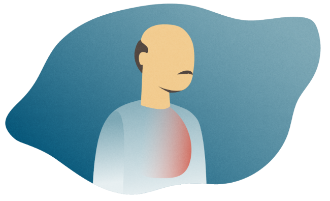Migraine_and_comorbidities_04.png Colorful silhouette of a man with a highlighted region on his chest to represent respiratory comorbidities in migraineurs.