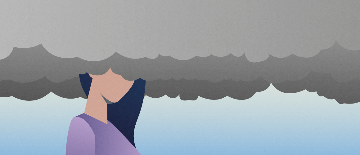 PsychologicalComorbidities - 1160x500.png Illustration of a woman in purple shirt with her head in a gray cloud.