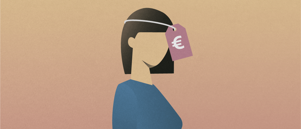 The true cost of migraine - 1150x500.png Silhouette of a woman with a price tag wrapped around her head that symbolizes the financial burden of migraine treatment.