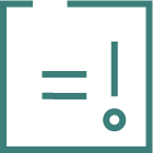 The_bottom line_150x150.png : Icon of an equals sign and exclamation mark inside of a square.